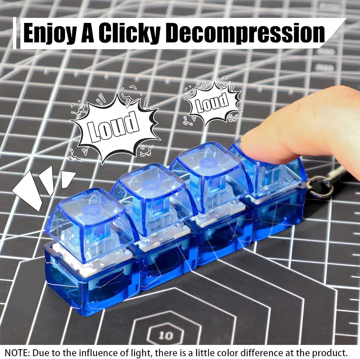 4 Keys Keyboard Decompression Toy Party Stress Relief Fidget Button Clicker Fidget Keychain Keyboard Keychain Finger Keyboard
